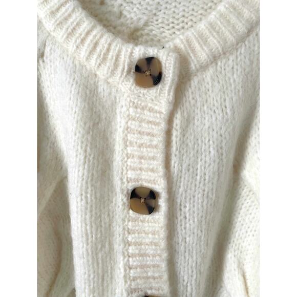 Madewell Chunky Wool Blend Cardigan Cream Size XL NEW - Picture 4 of 8
